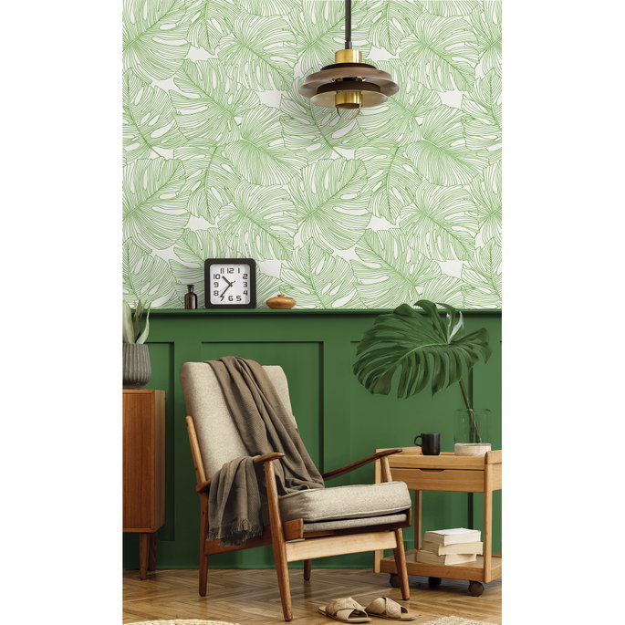 Seabrook Designs Tarra Monstera Leaf Hill Green Wallpaper image 2 of 3