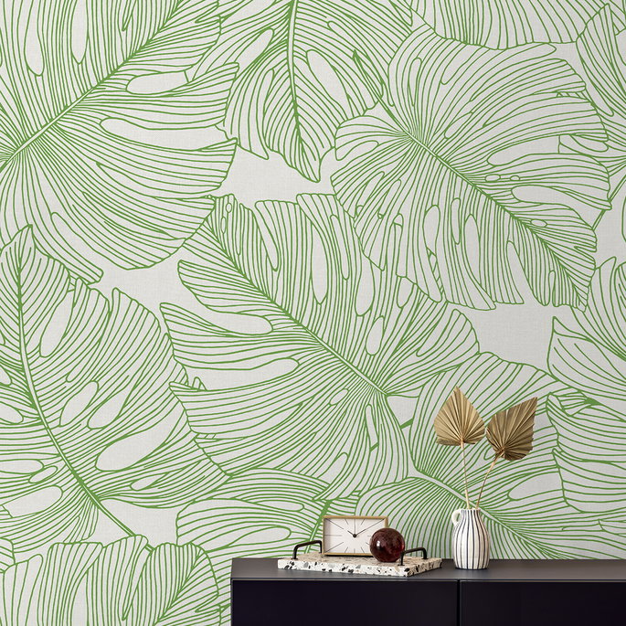 Seabrook Designs Tarra Monstera Leaf Hill Green Wallpaper image 3 of 3