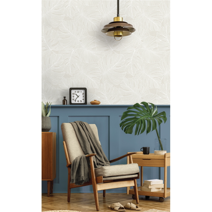 Seabrook Designs Tarra Monstera Leaf White Sand Wallpaper image 2 of 4
