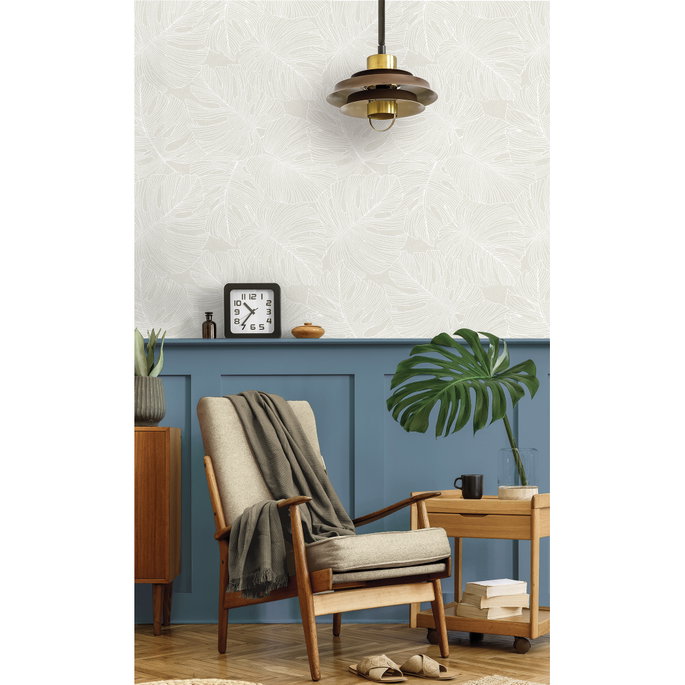 Seabrook Designs Tarra Monstera Leaf White Sand Wallpaper image 2 of 4