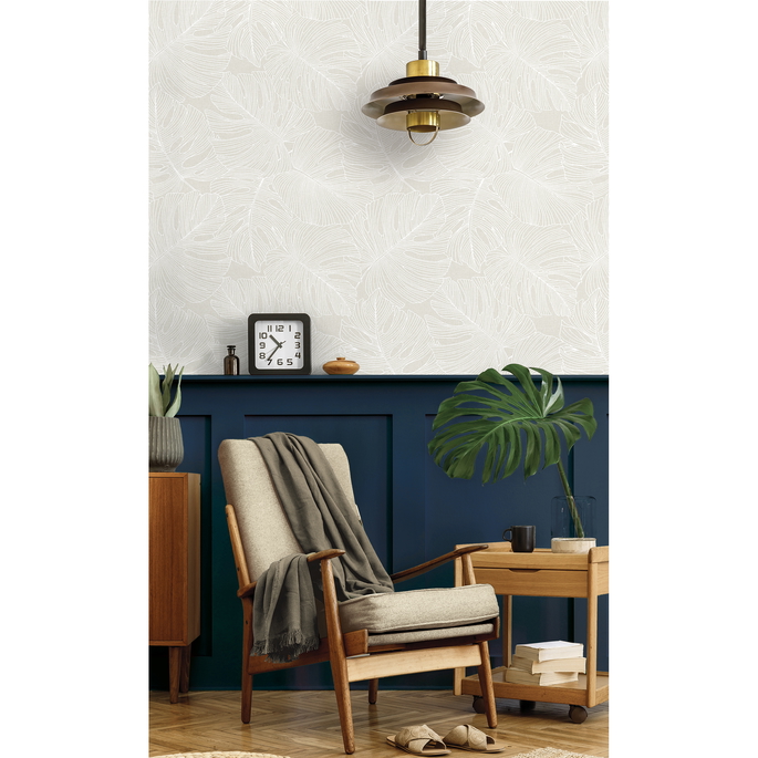 Seabrook Designs Tarra Monstera Leaf White Sand Wallpaper image 3 of 4