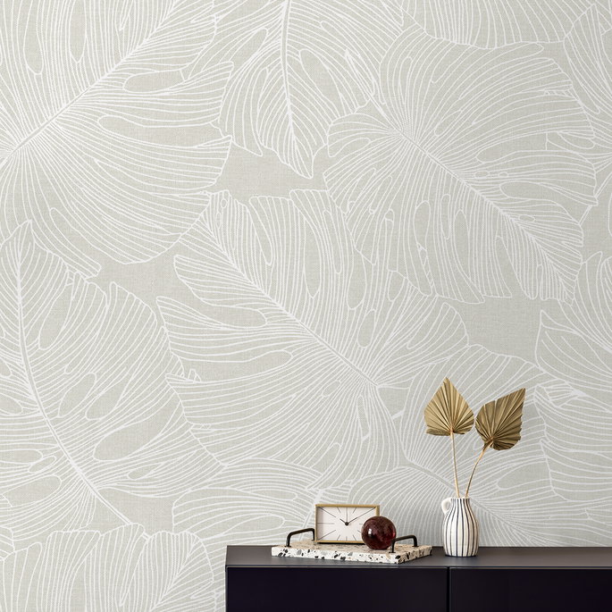 Seabrook Designs Tarra Monstera Leaf White Sand Wallpaper image 4 of 4