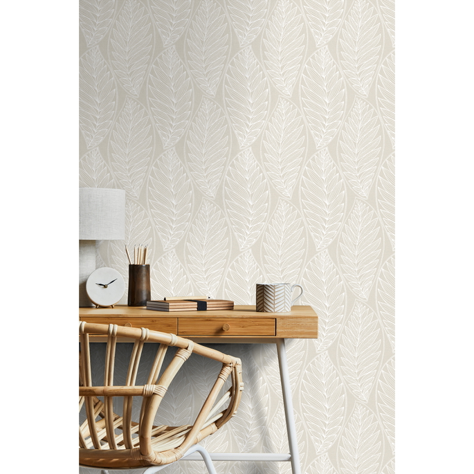 Seabrook Designs Kira Leaf Husk Pebble Wallpaper image 2 of 3