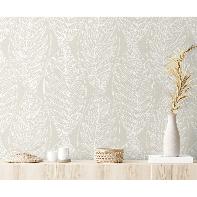 Seabrook Designs Kira Leaf Husk Pebble Wallpaper image 3 of 3