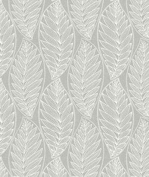 Seabrook Designs Kira Leaf Husk Harbor Grey Wallpaper