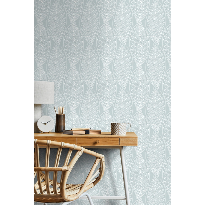 Seabrook Designs Kira Leaf Husk Cape Blue Wallpaper image 2 of 3