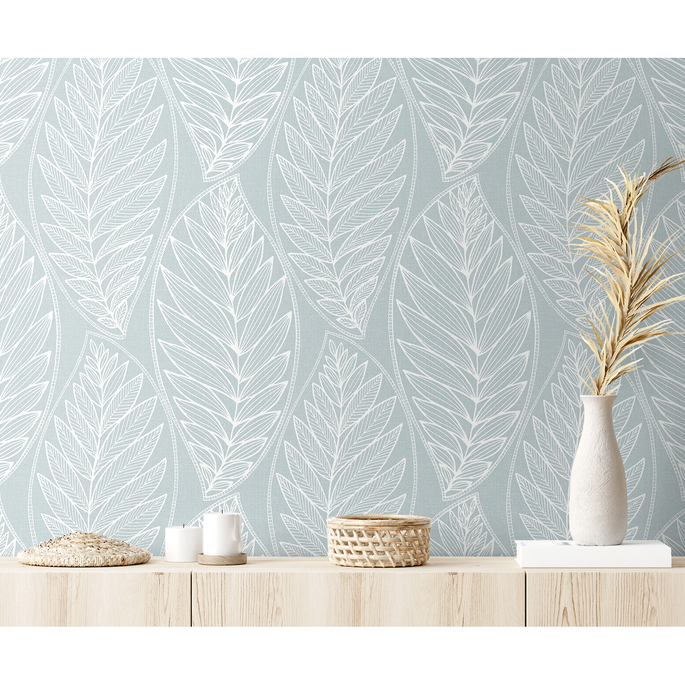 Seabrook Designs Kira Leaf Husk Cape Blue Wallpaper image 3 of 3