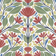 Seabrook Designs Carmela Folk Floral Primaries Wallpaper
