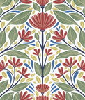 Seabrook Designs Carmela Folk Floral Primaries Wallpaper