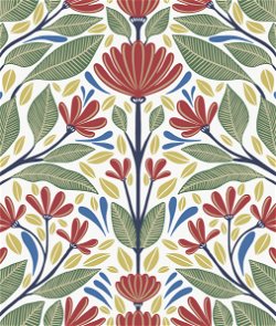 Seabrook Designs Carmela Folk Floral Primaries Wallpaper