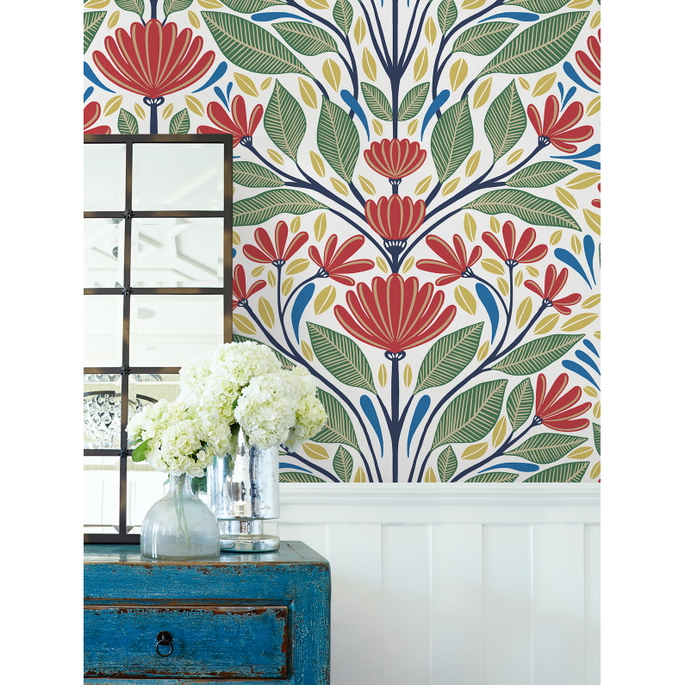 Seabrook Designs Carmela Folk Floral Primaries Wallpaper image 3 of 3