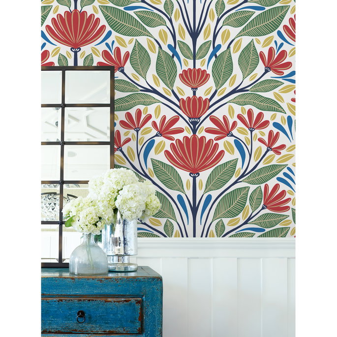 Seabrook Designs Carmela Folk Floral Primaries Wallpaper image 3 of 3