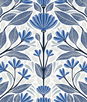 Seabrook Designs Carmela Folk Floral True Blue Wallpaper