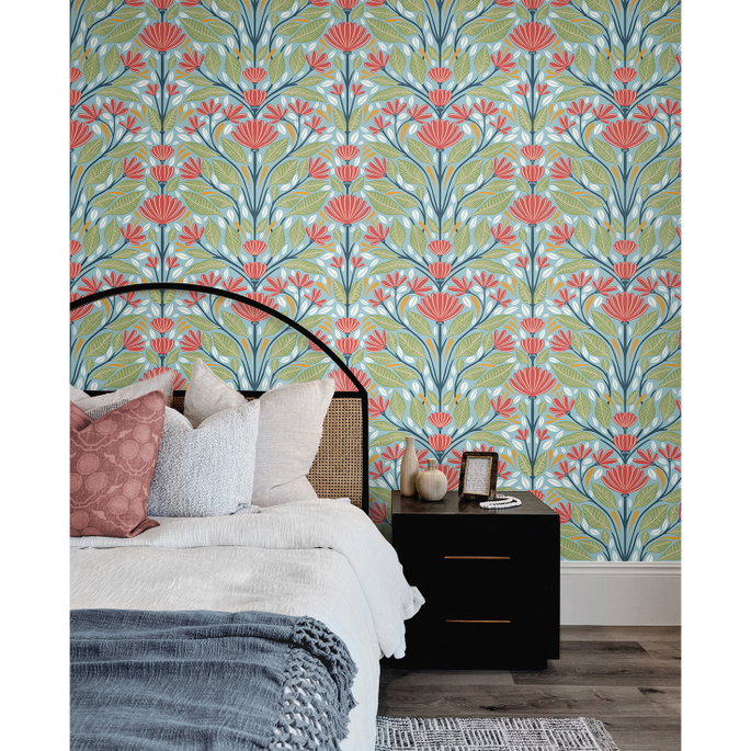 Seabrook Designs Carmela Folk Floral Summer Garden Wallpaper image 2 of 3