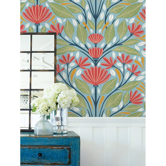 Seabrook Designs Carmela Folk Floral Summer Garden Wallpaper image 3 of 3