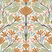 Seabrook Designs Carmela Folk Floral Summer Ends Wallpaper