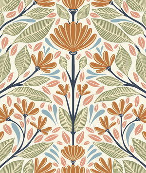 Seabrook Designs Carmela Folk Floral Summer Ends Wallpaper
