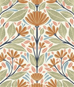 Seabrook Designs Carmela Folk Floral Summer Ends Wallpaper