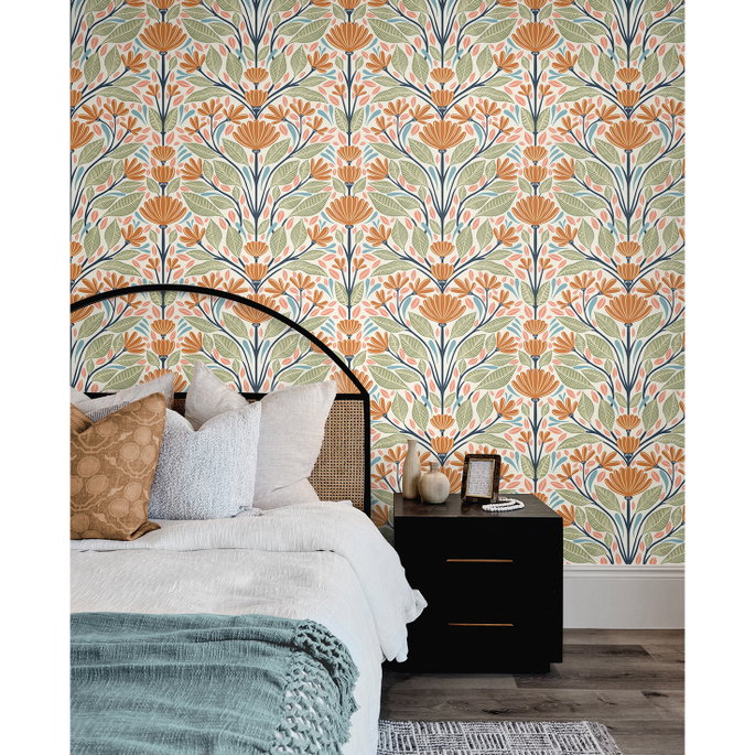 Seabrook Designs Carmela Folk Floral Summer Ends Wallpaper image 2 of 3
