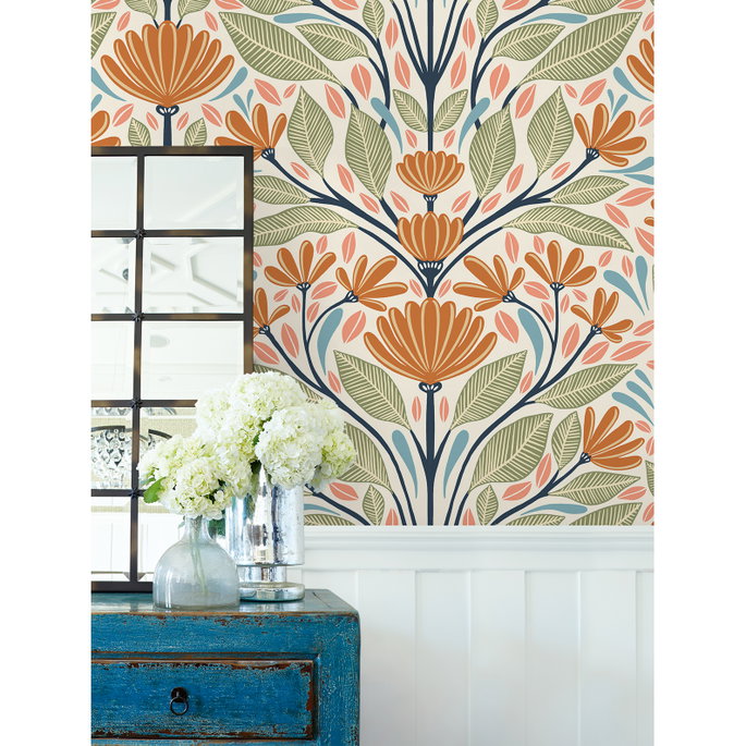 Seabrook Designs Carmela Folk Floral Summer Ends Wallpaper image 3 of 3