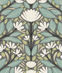 Seabrook Designs Carmela Folk Floral Spirit Grey Wallpaper