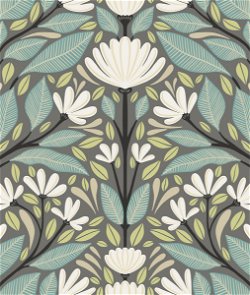 Seabrook Designs Carmela Folk Floral Spirit Grey Wallpaper