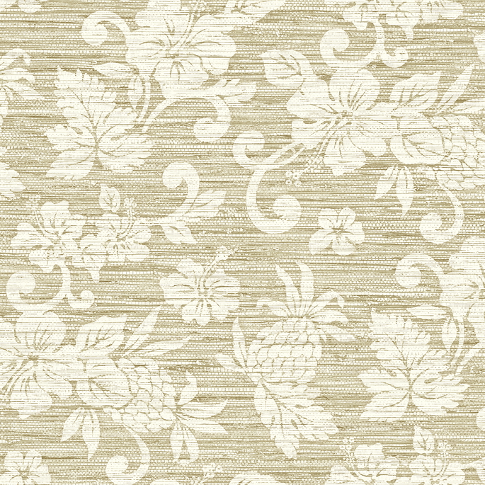 Seabrook Designs Juno Island Floral Saddle Tan Wallpaper image 1 of 3