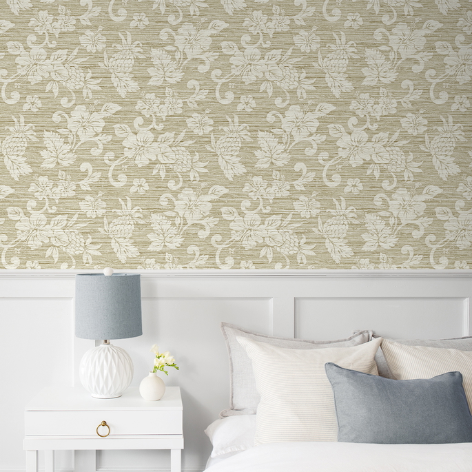 Seabrook Designs Juno Island Floral Saddle Tan Wallpaper image 2 of 3