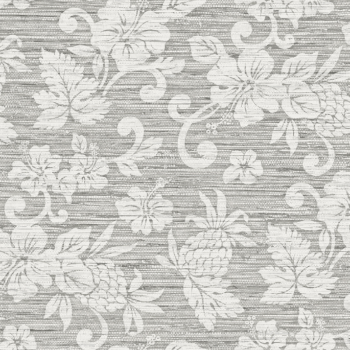 Seabrook Designs Juno Island Floral Half Moon Grey Wallpaper image 1 of 3