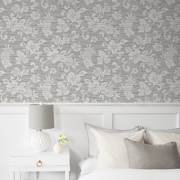 Seabrook Designs Juno Island Floral Half Moon Grey Wallpaper image 2 of 3