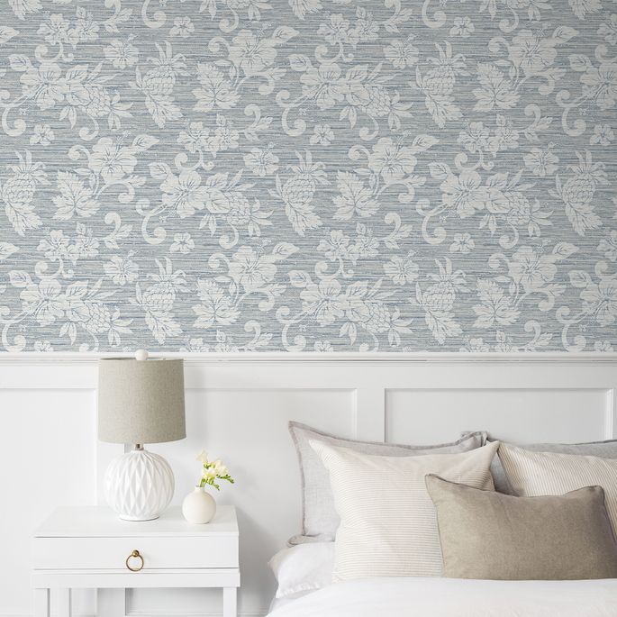 Seabrook Designs Juno Island Floral Fantasy Blue Wallpaper image 2 of 3