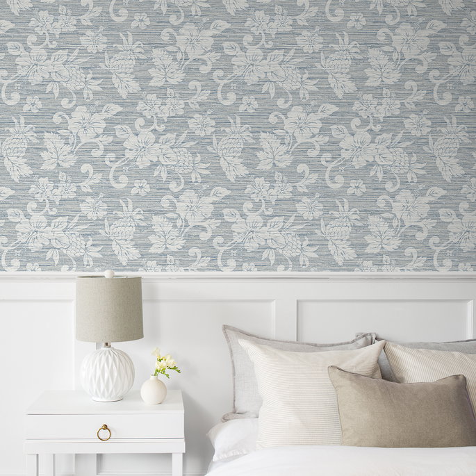 Seabrook Designs Juno Island Floral Fantasy Blue Wallpaper image 2 of 3