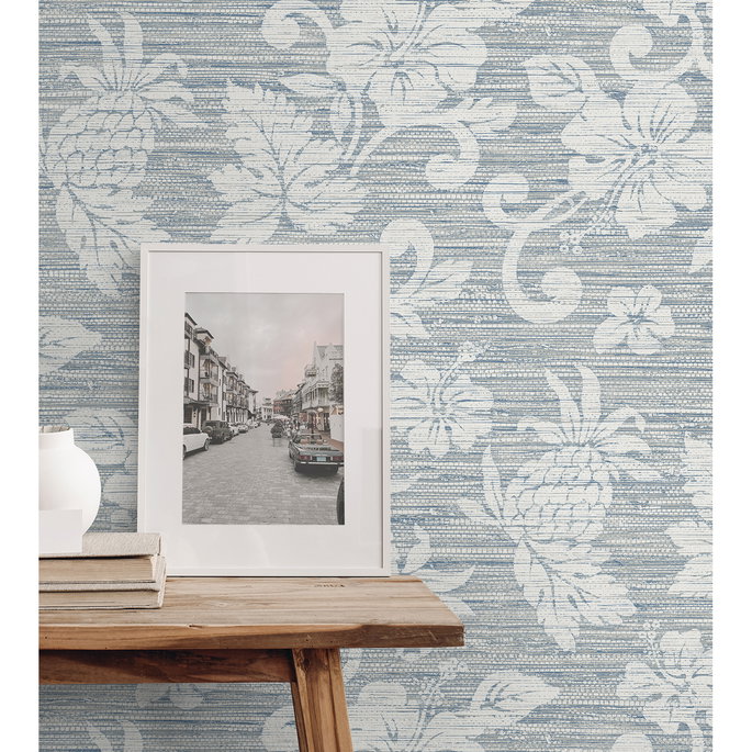 Seabrook Designs Juno Island Floral Fantasy Blue Wallpaper image 3 of 3