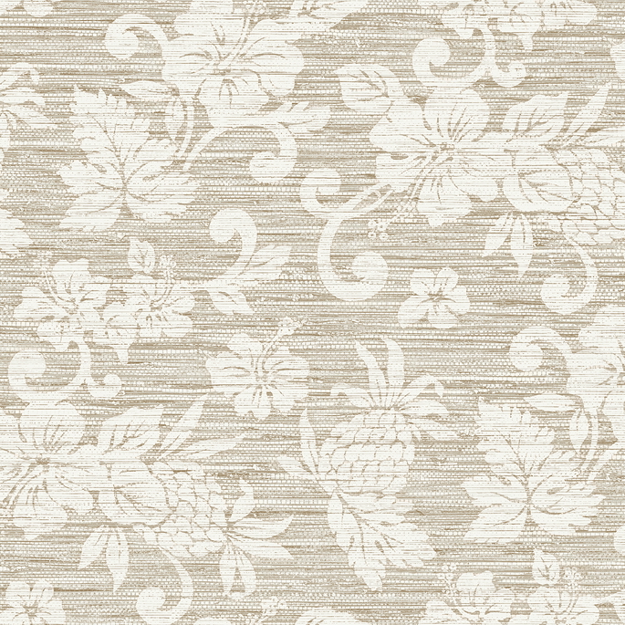Seabrook Designs Juno Island Floral Balanced Beige Wallpaper image 1 of 3