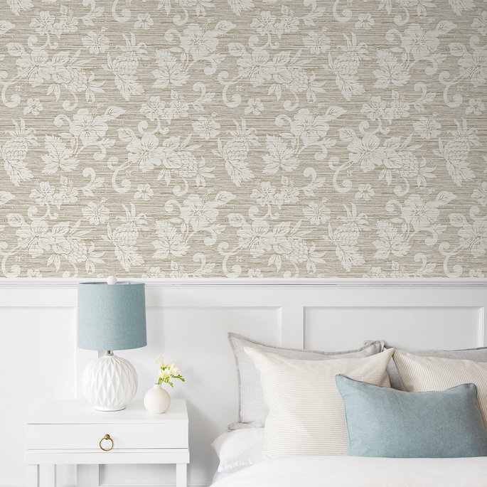 Seabrook Designs Juno Island Floral Balanced Beige Wallpaper image 2 of 3