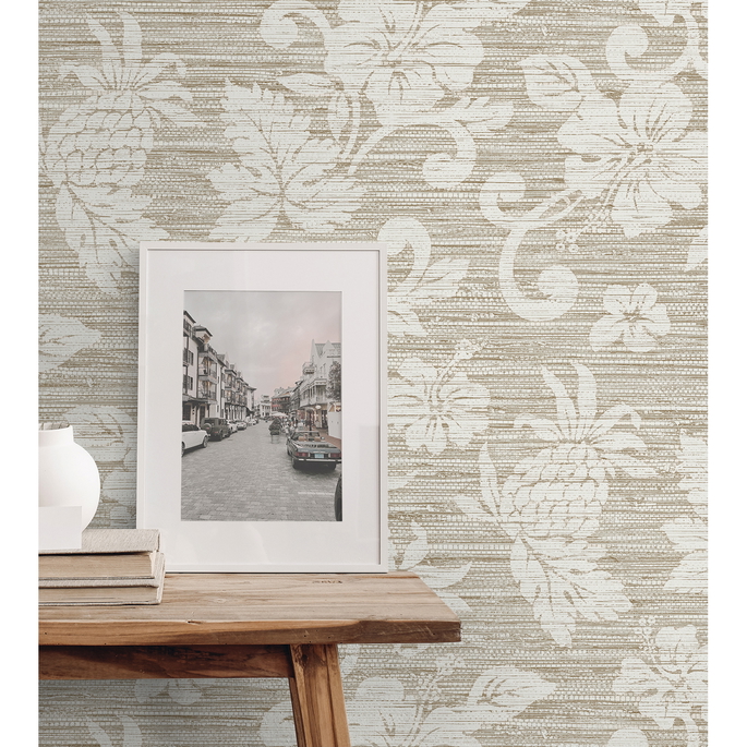 Seabrook Designs Juno Island Floral Balanced Beige Wallpaper image 3 of 3