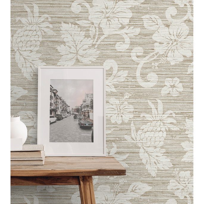 Seabrook Designs Juno Island Floral Balanced Beige Wallpaper image 3 of 3