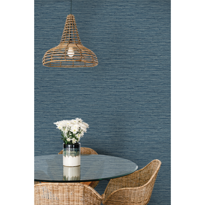 Seabrook Designs Isla Faux Jute Bay Blue Wallpaper image 2 of 3