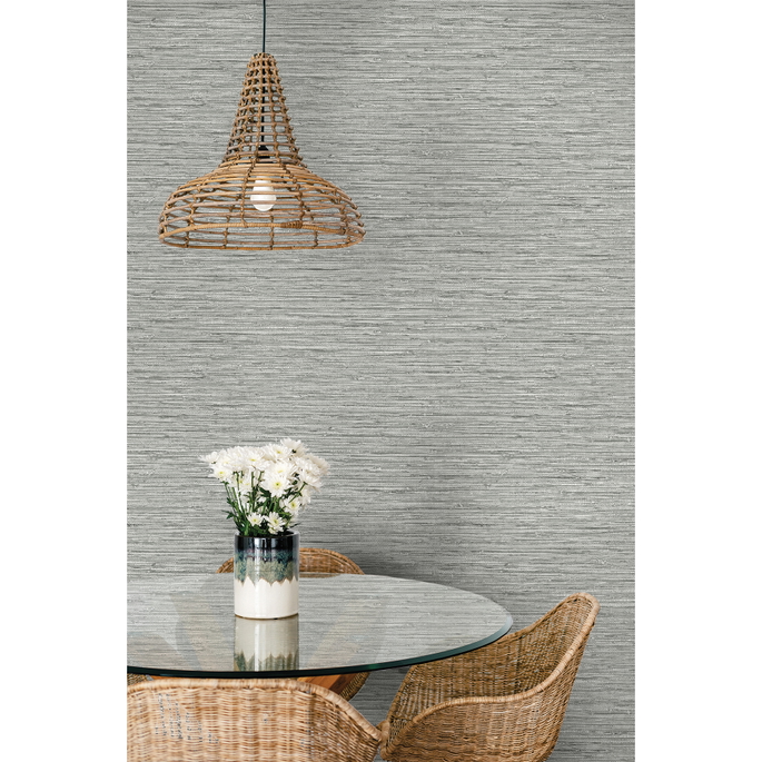 Seabrook Designs Isla Faux Jute Half Moon Grey Wallpaper image 2 of 3