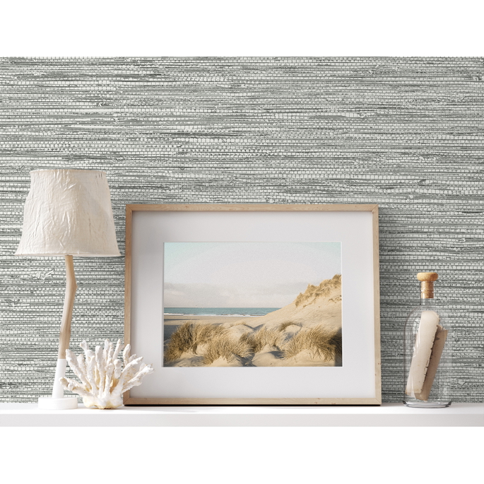 Seabrook Designs Isla Faux Jute Half Moon Grey Wallpaper image 3 of 3
