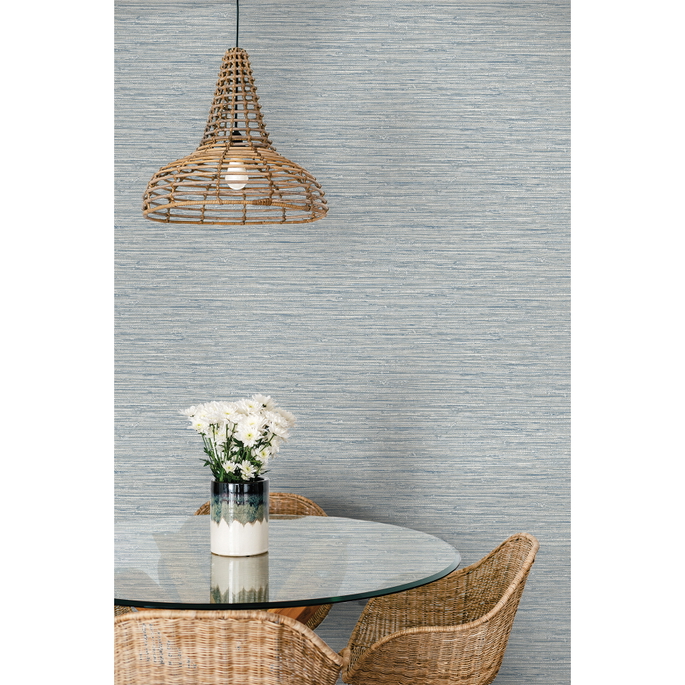 Seabrook Designs Isla Faux Jute Fantasy Blue Wallpaper image 2 of 3