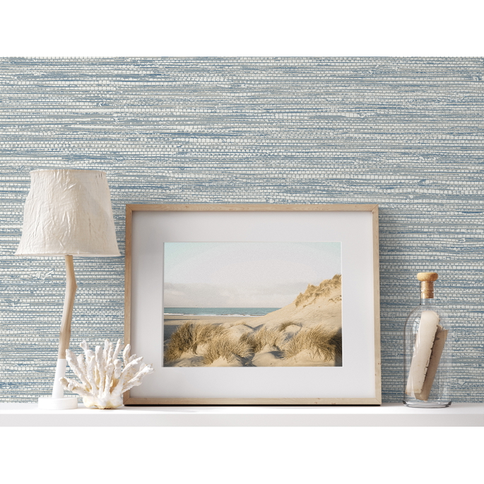 Seabrook Designs Isla Faux Jute Fantasy Blue Wallpaper image 3 of 3