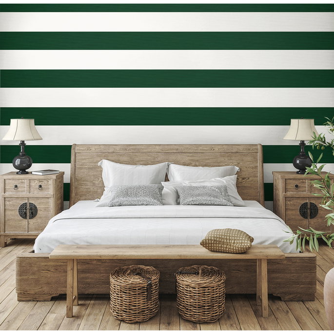 Seabrook Designs Dylan Striped Stringcloth Marine Green Wallpaper image 2 of 4