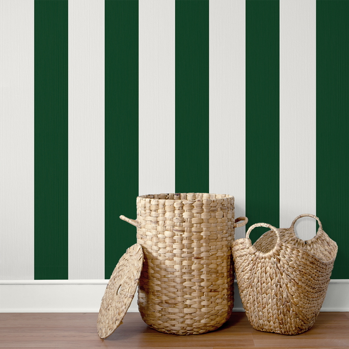 Seabrook Designs Dylan Striped Stringcloth Marine Green Wallpaper image 3 of 4