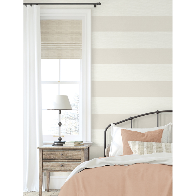 Seabrook Designs Dylan Striped Stringcloth Stone Wallpaper image 2 of 4