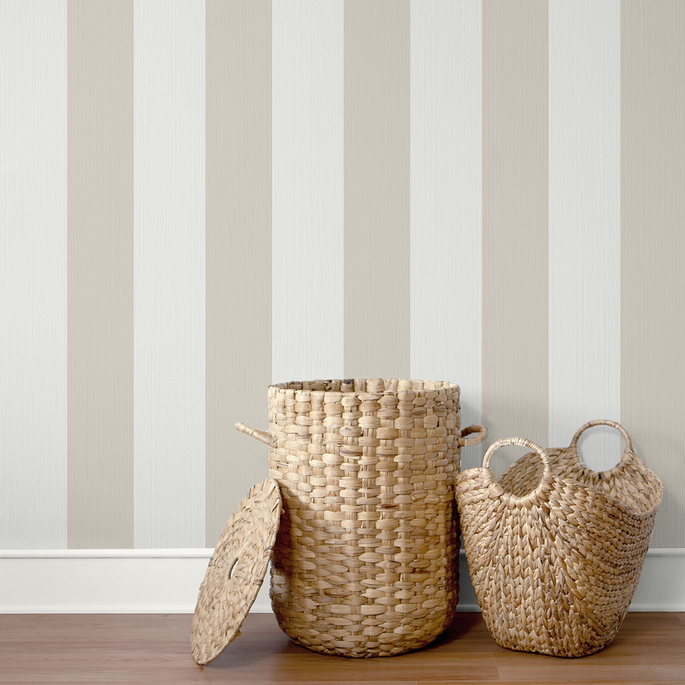 Seabrook Designs Dylan Striped Stringcloth Stone Wallpaper image 3 of 4