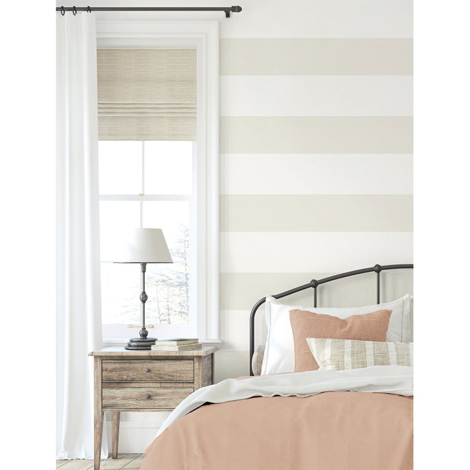 Seabrook Designs Dylan Striped Stringcloth Ice Wallpaper image 2 of 4