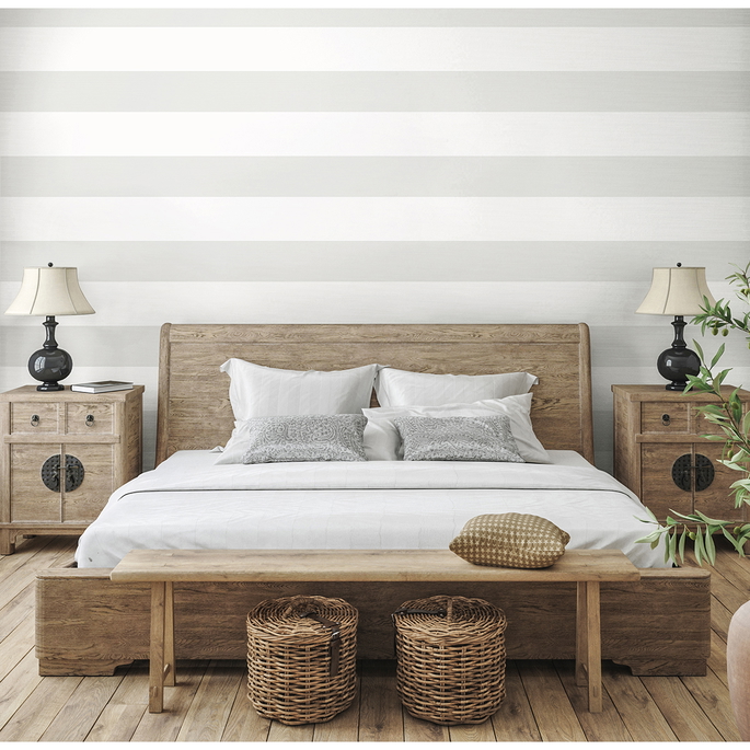 Seabrook Designs Dylan Striped Stringcloth Alaskan Grey Wallpaper image 2 of 4