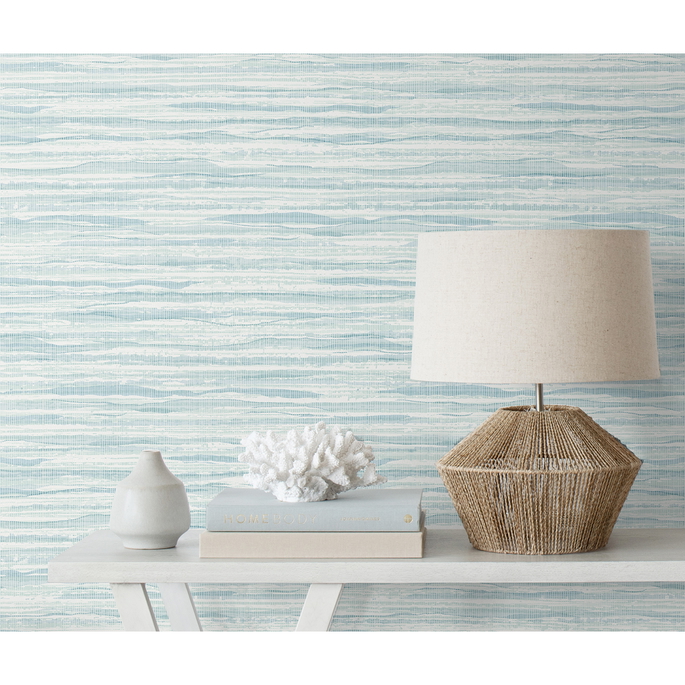 Seabrook Designs Skye Wave Stringcloth Pool Ripple Wallpaper image 3 of 3
