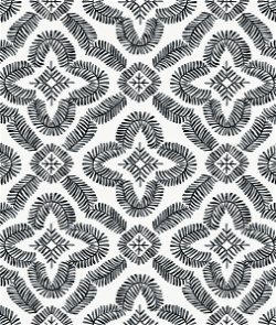 Seabrook Designs Talia Botanical Medallion Black & White Wallpaper